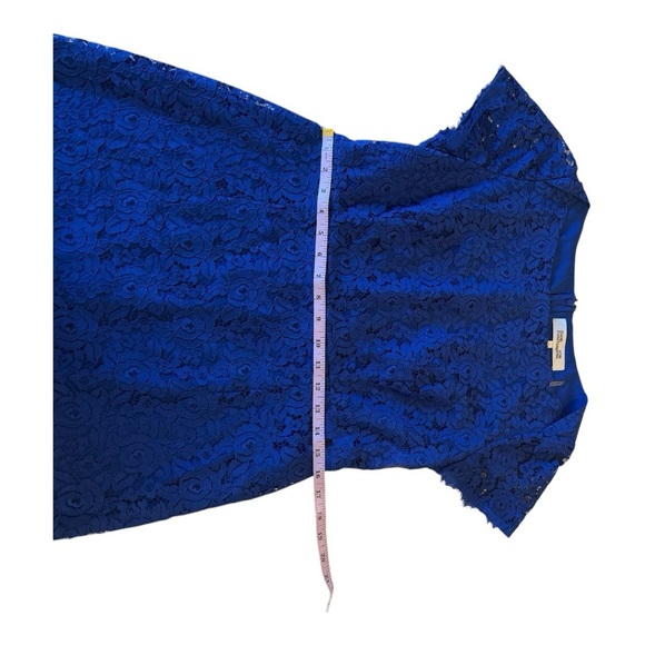 DVF Lace Royal Blue Knee Length Short Sleeve Occasion Dress - Size 12 Cocktail - Picture 7 of 10